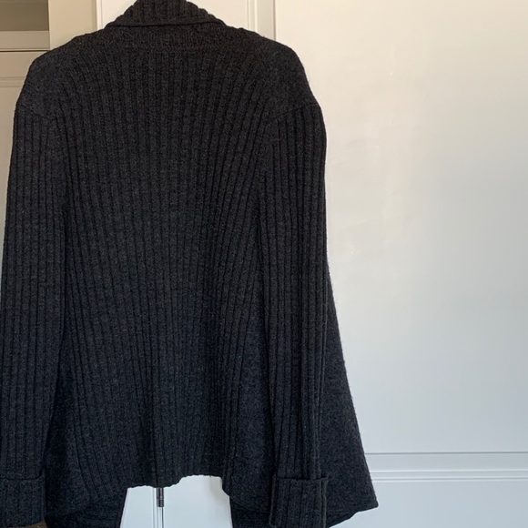 DARK GREY WOOL CARDIGAN - Picture 2 of 5
